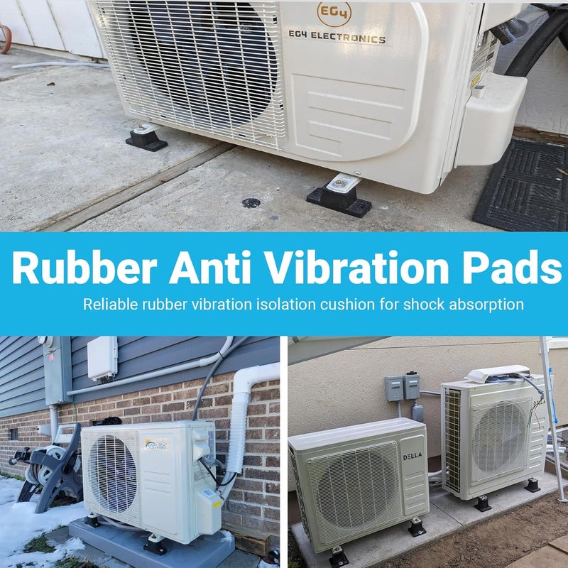 GnDaYoug 4 Pack Heavy Duty Anti Vibration Pads for Mini Split Air Conditioner , Rubber Vibration Isolator Mounting Brackets with Expansion Screws and Shock Absorbing Pads, Fits HVAC, Central AC Air Compressor - Image 5